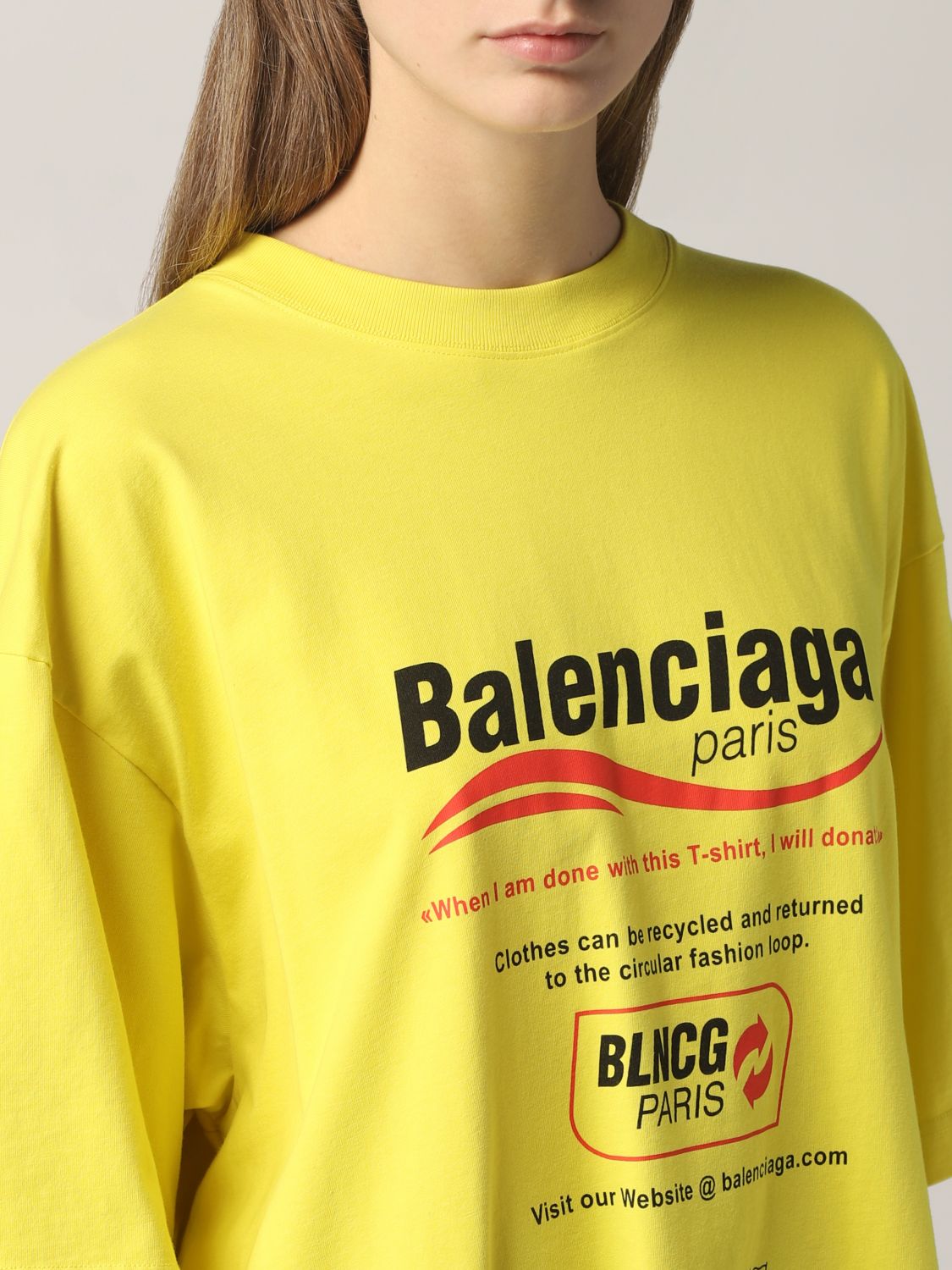 BALENCIAGA：Tシャツ レディース - イエロー | GIGLIO.COMオンラインの 