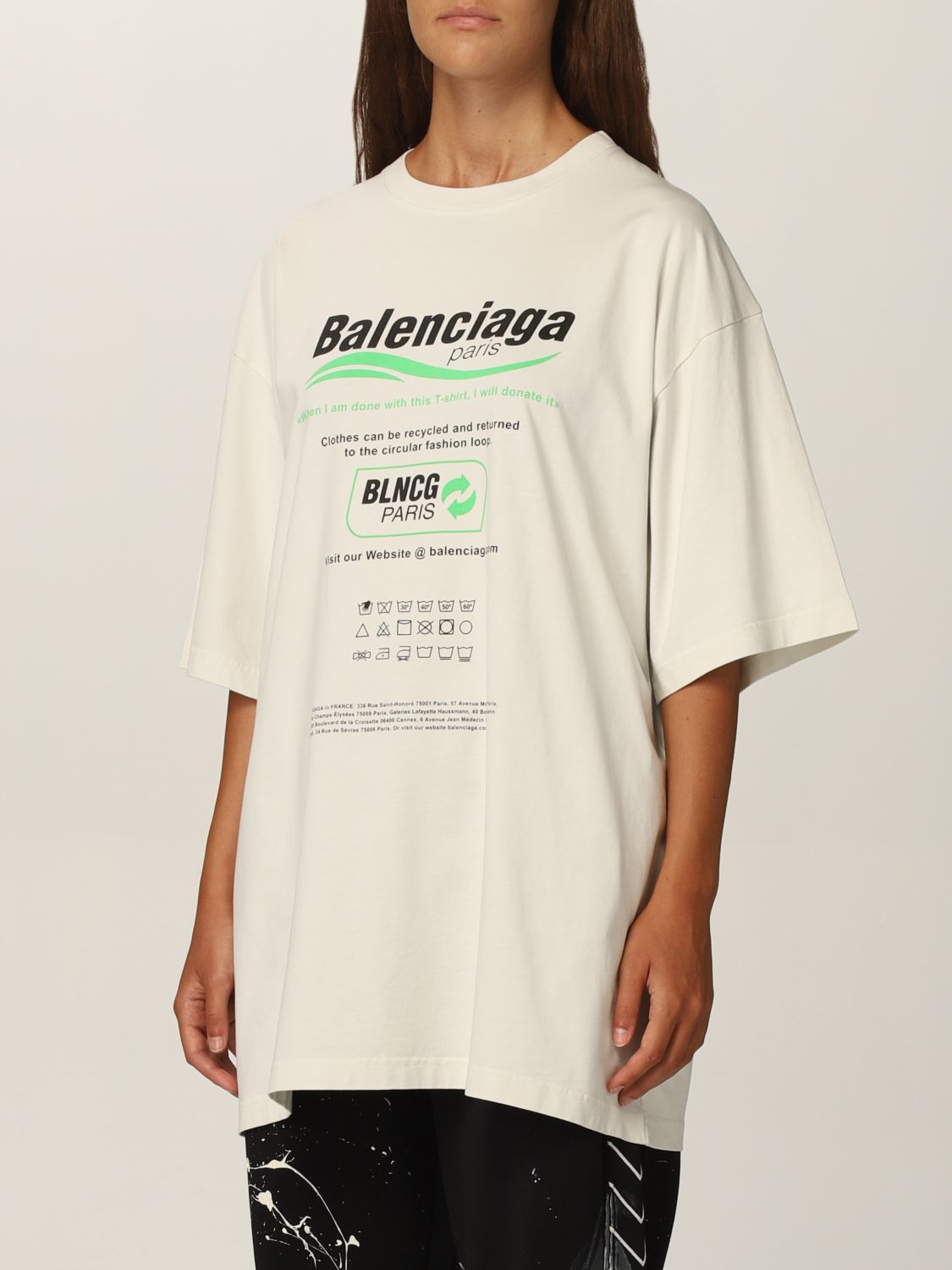 retreat Christianity lend BALENCIAGA: cotton T-shirt with Dry Cleaning print - White | Balenciaga t- shirt 651795 TKVF8 online on GIGLIO.COM