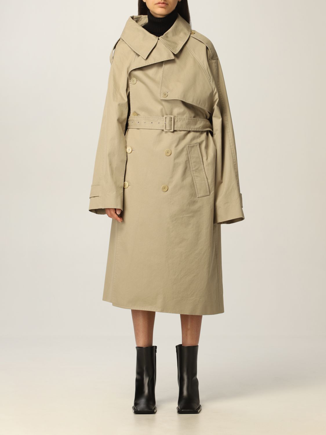 Balenciaga asymmetric trench coat in gabardine - Shop Boutique