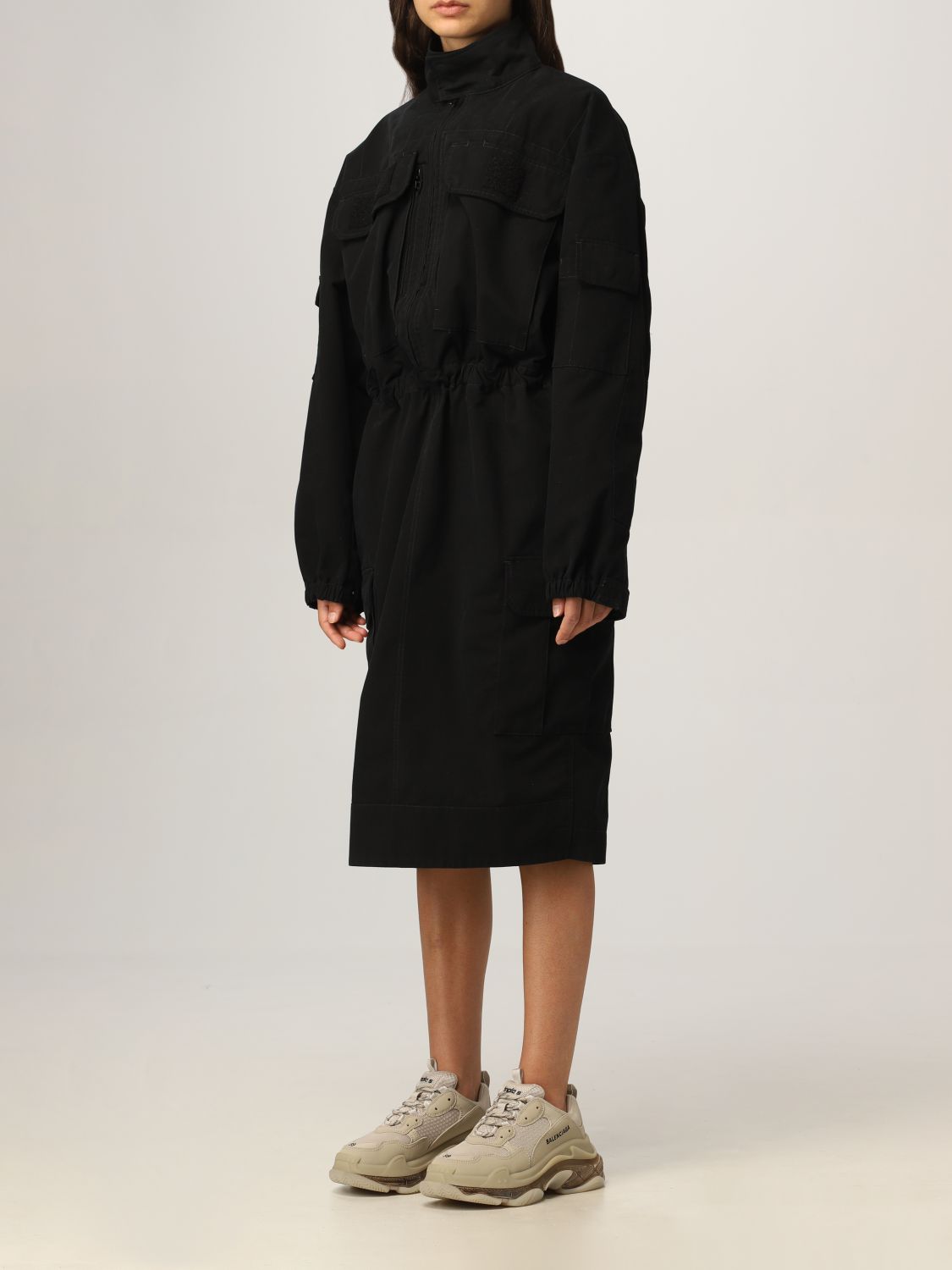 BALENCIAGA: cargo dress in cotton ripstop - Black | Balenciaga dress ...