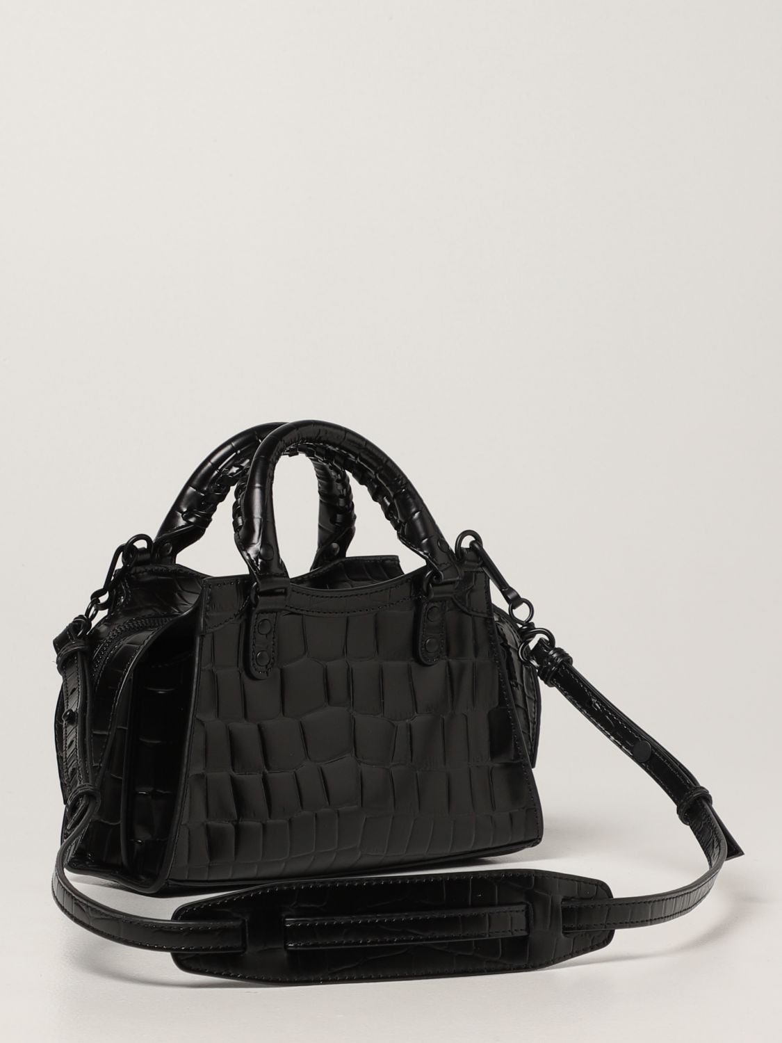 Balenciaga Neo Classic Mini Steel Grey Crocodile Embossed Handbag