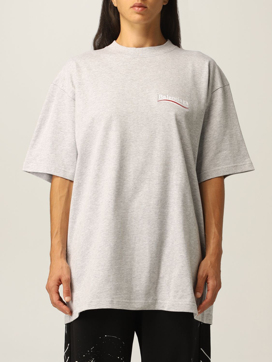 BALENCIAGA: cotton t-shirt with logo | T-Shirt Balenciaga Women Grey ...