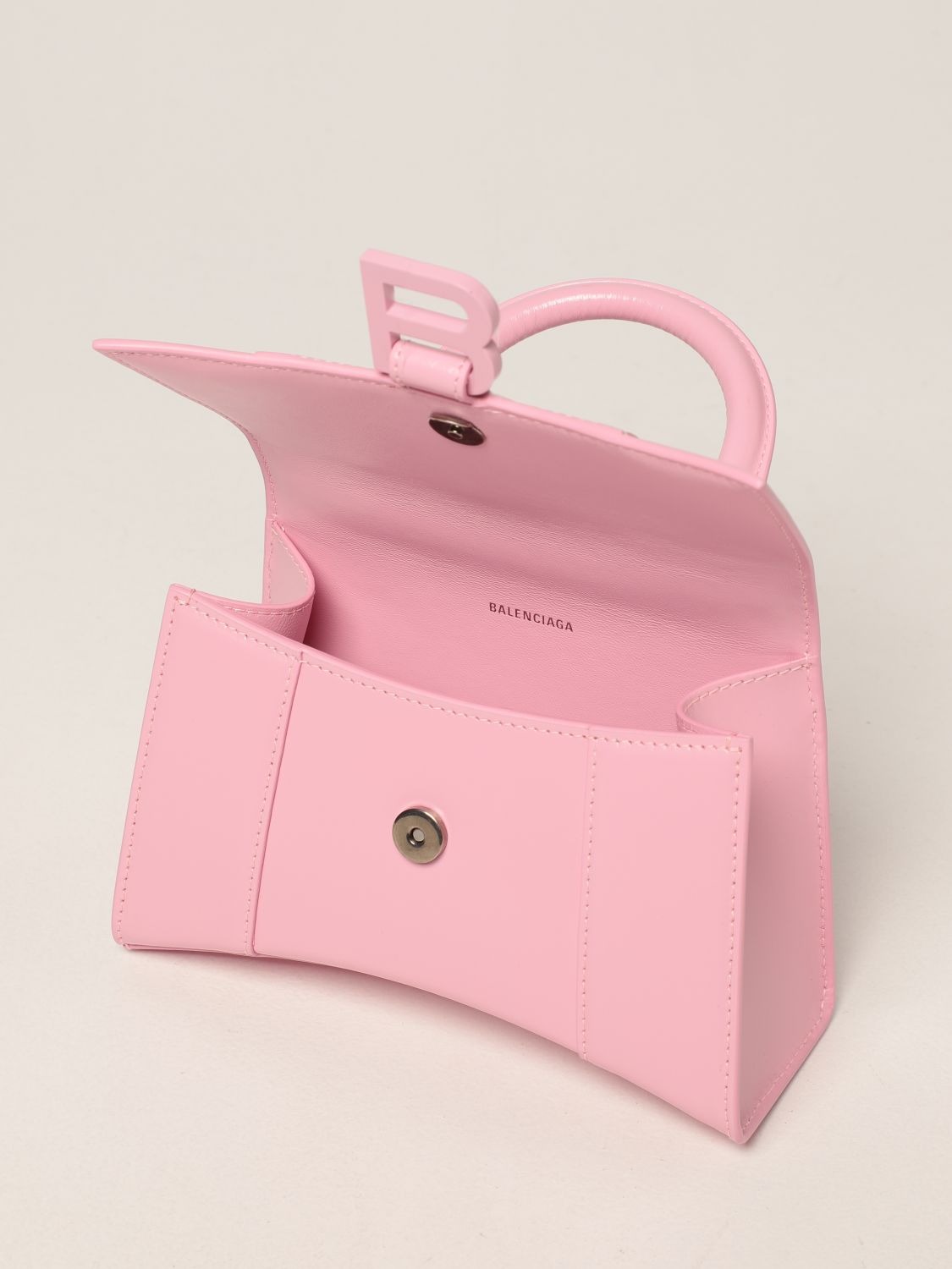 BALENCIAGA: Hourglass top handle Xs bag in smooth leather | Mini Bag ...