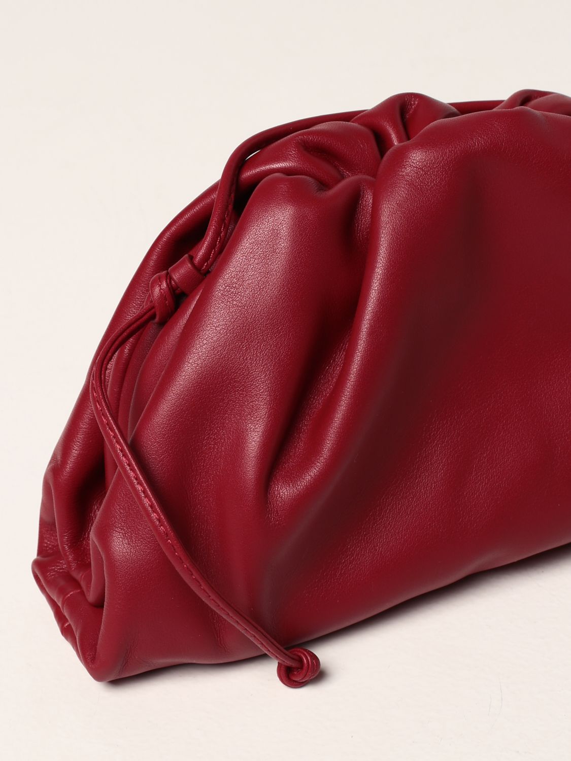 BOTTEGA VENETA: The mini pouch clutch in leather - Red  Bottega Veneta  mini bag 585852 VCP40 online at