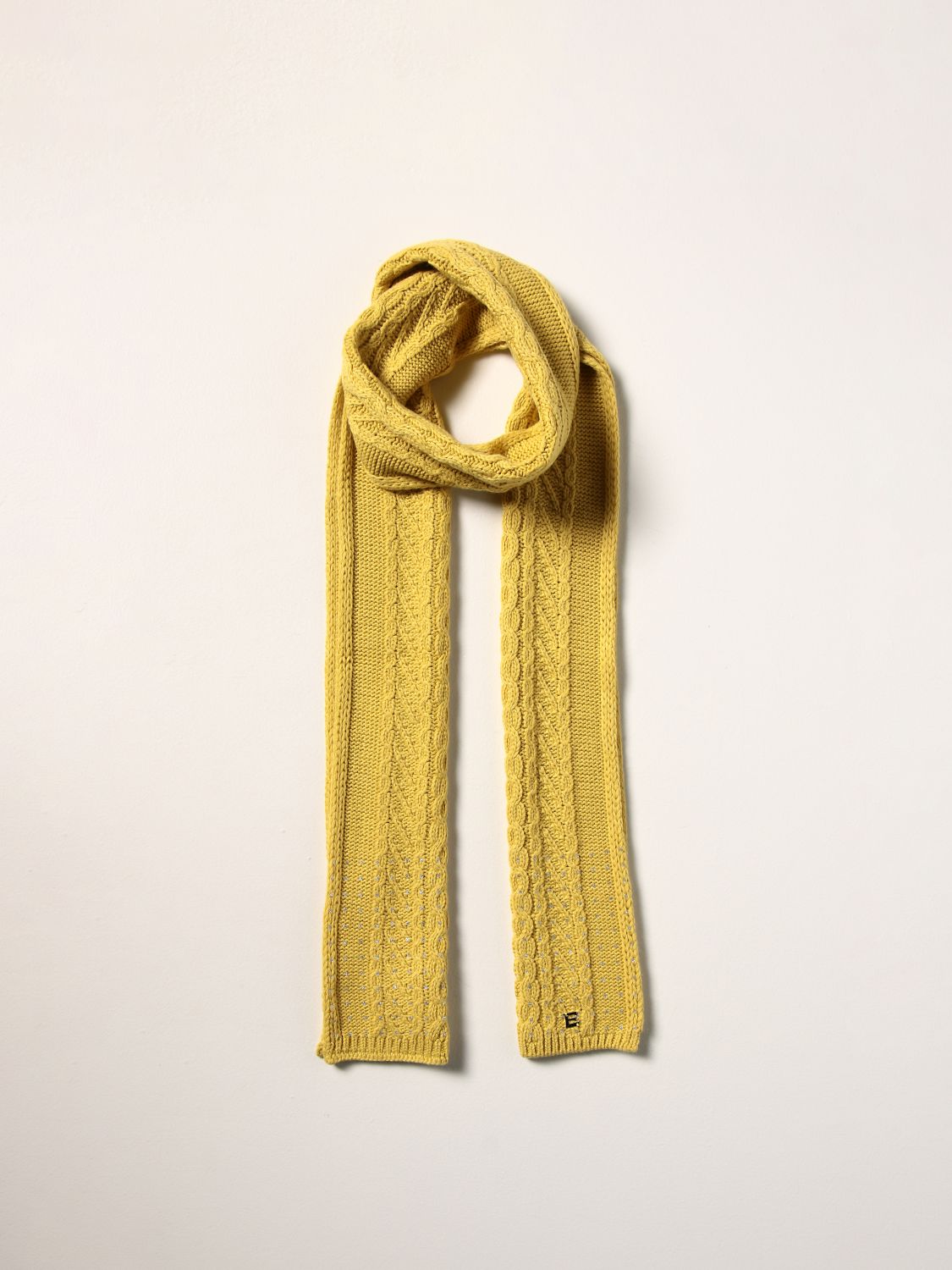 Scarf Ermanno Scervino: Ermanno Scervino scarf in cable-knit wool yellow 2