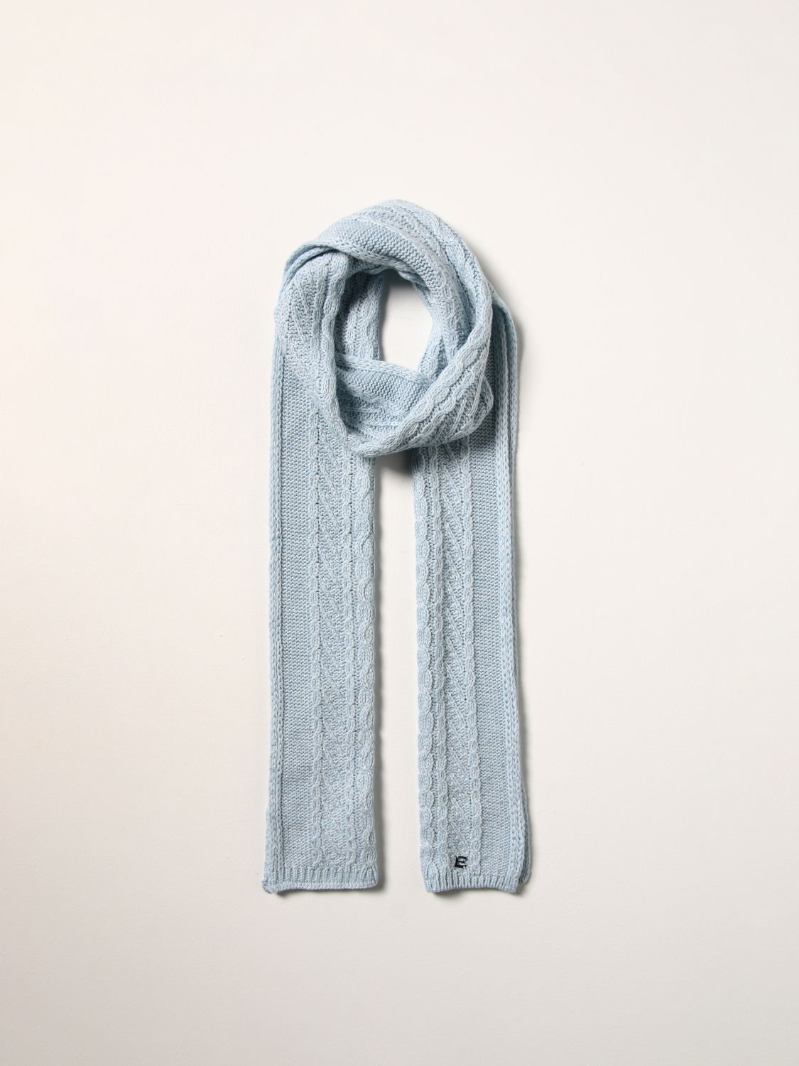 Scarf Ermanno Scervino: Ermanno Scervino scarf in cable-knit wool gnawed blue 2