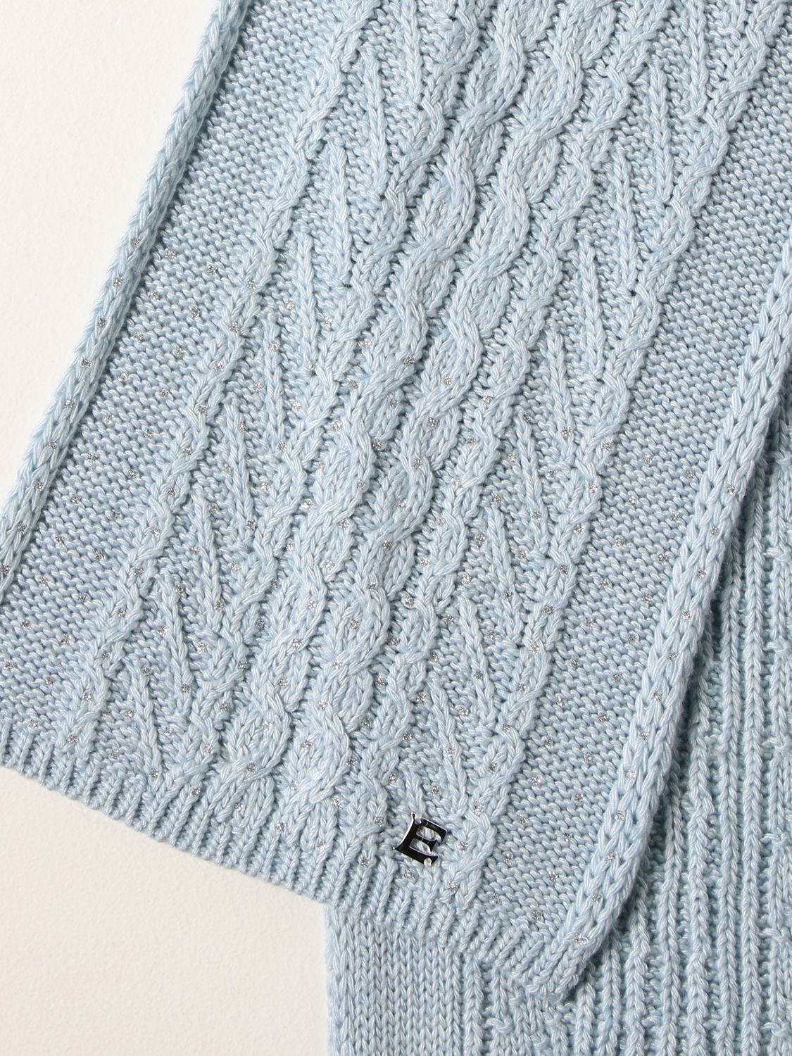 Scarf Ermanno Scervino: Ermanno Scervino scarf in cable-knit wool gnawed blue 3
