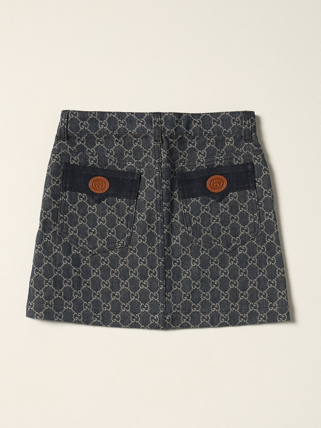 Skirt Gucci: Gucci mini skirt in denim with all over logo denim 2