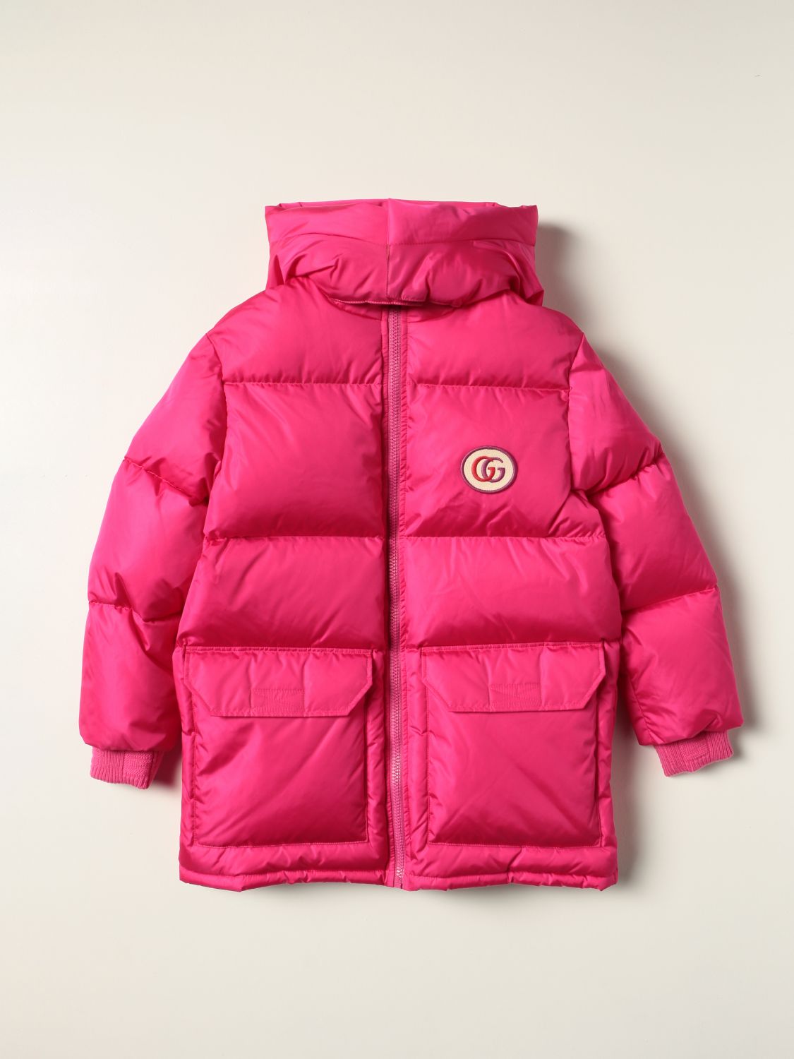 GUCCI: down jacket in padded nylon - Fuchsia | Gucci jacket 663307 XWAO2  online on 