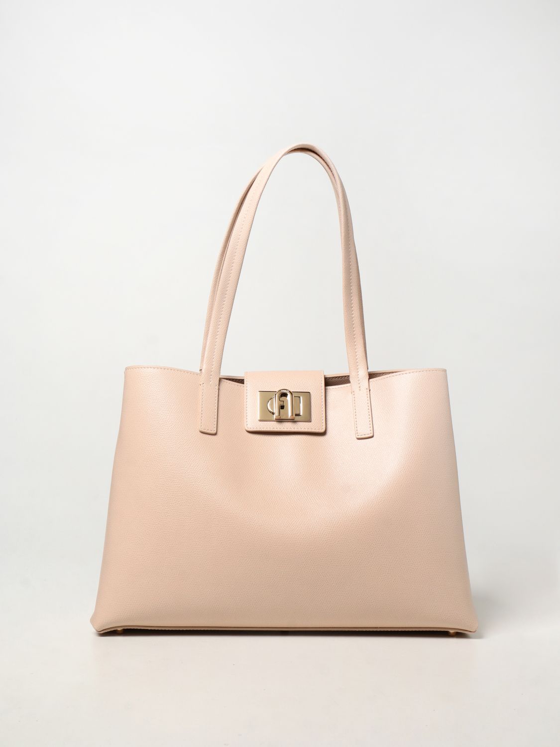 Furla 1927 Tote L Ballerina I Pink Textured Leather Woman