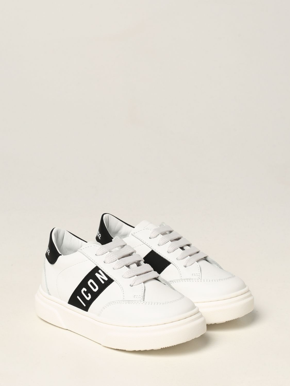 Shoes Dsquared2 Junior: Icon Dsquared2 Junior sneakers in leather white 2