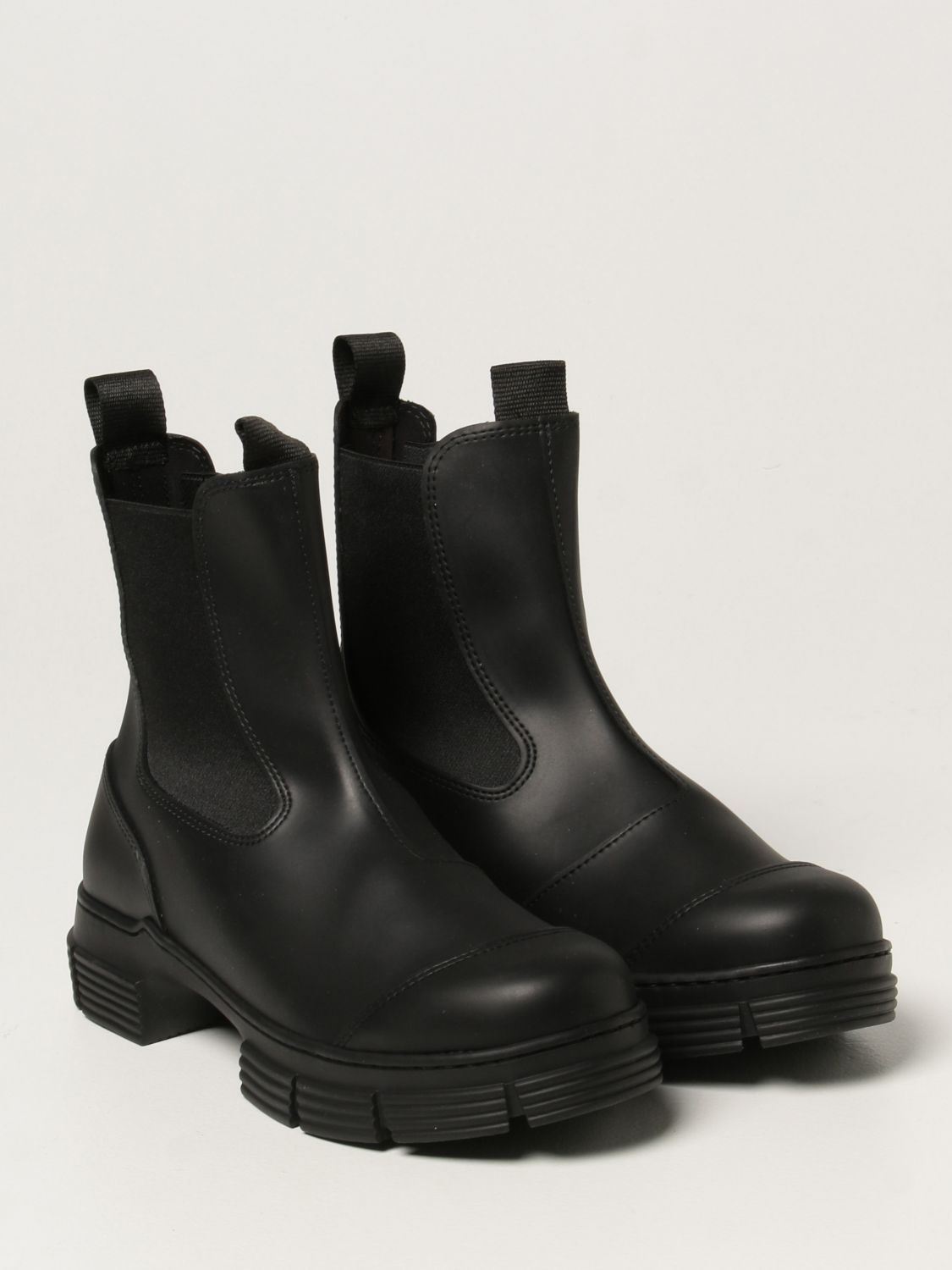 Ganni Outlet: ankle boots in recycled rubber - Black | Ganni flat ...