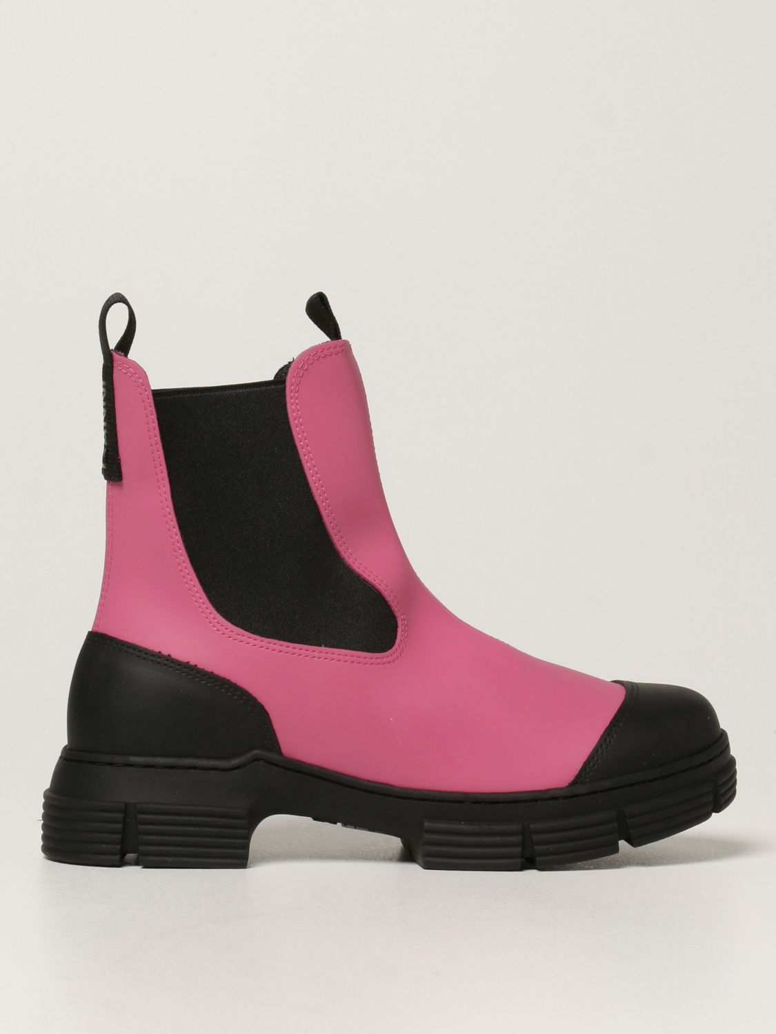 GANNI: ankle boots in recycled rubber | Flat Booties Ganni Women Pink