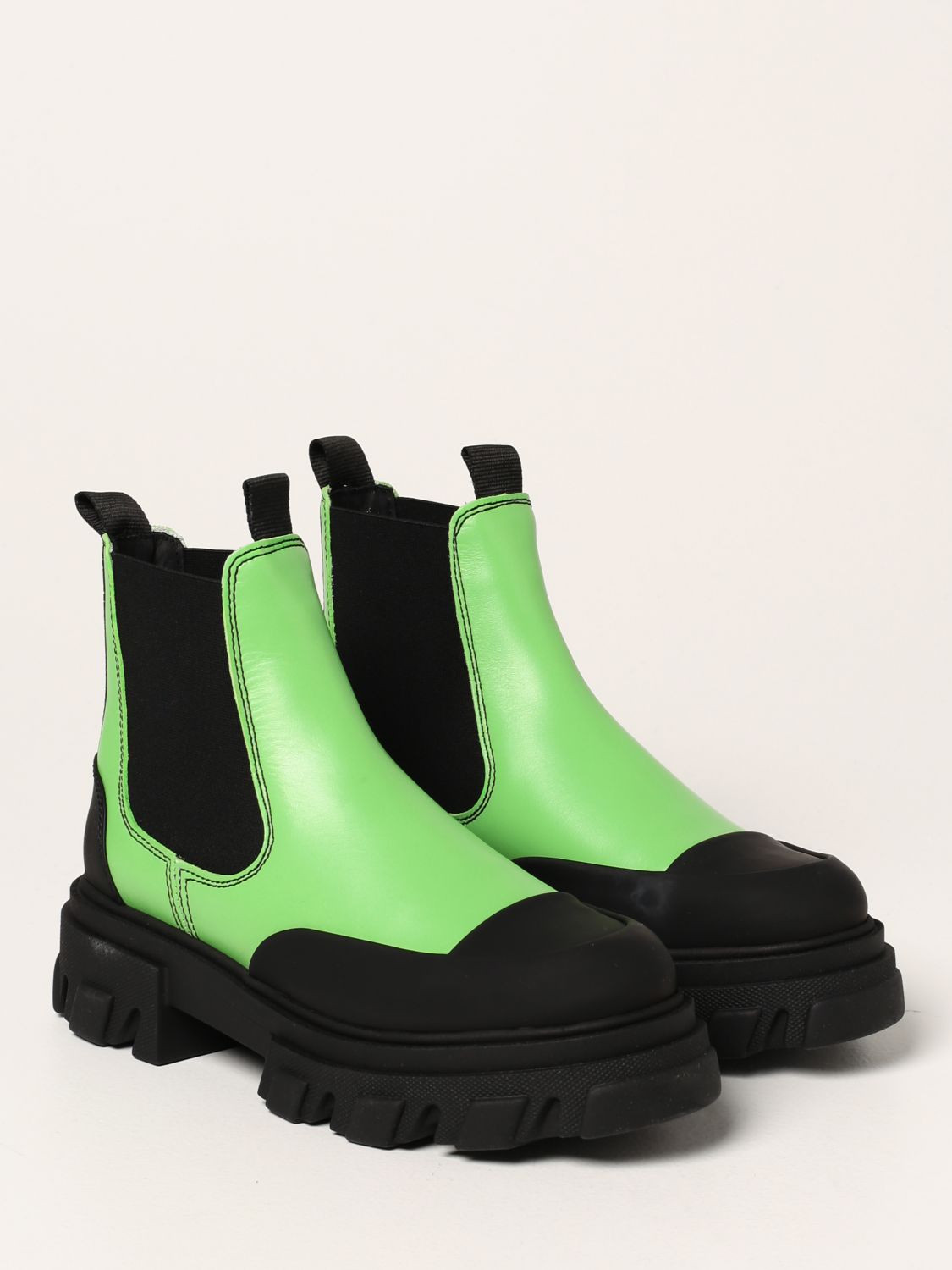 mock hundehvalp afhængige GANNI: Chelsea boots in leather | Flat Booties Ganni Women Green | Flat Booties  Ganni S1623 GIGLIO.COM