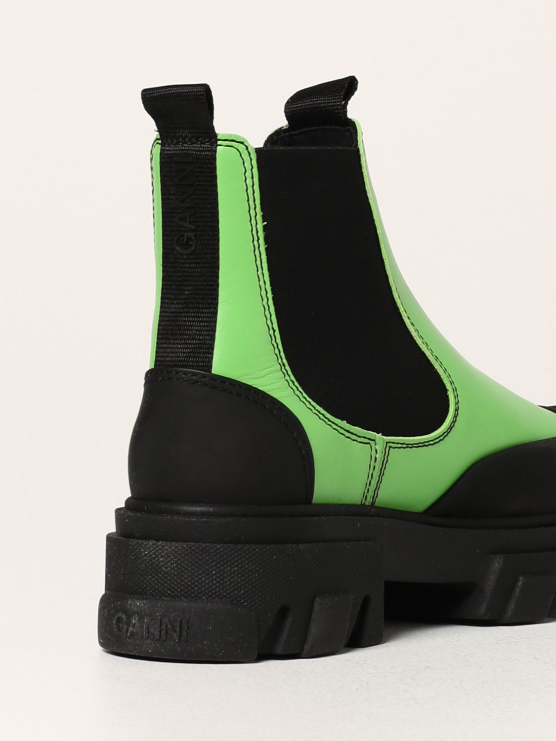 mock hundehvalp afhængige GANNI: Chelsea boots in leather | Flat Booties Ganni Women Green | Flat Booties  Ganni S1623 GIGLIO.COM