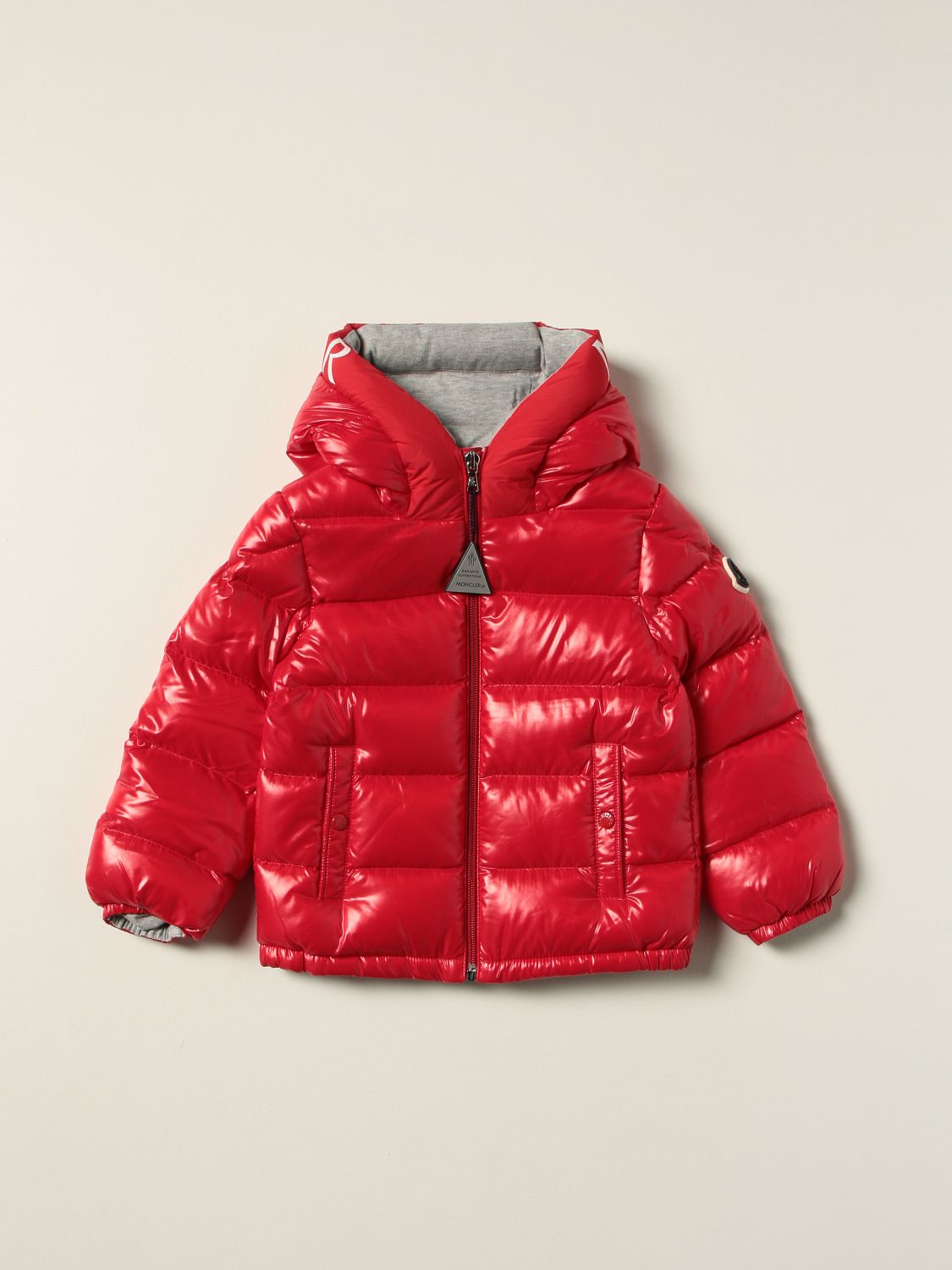 MONCLER: Shiny Salzman down jacket - Red | Moncler jacket 