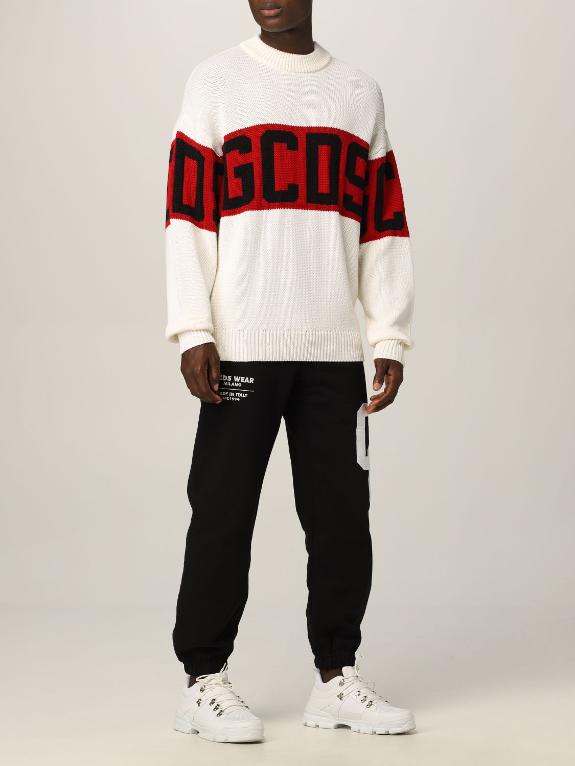 GCDS: sweater in wool blend with big logo | Sweater Gcds Men White 