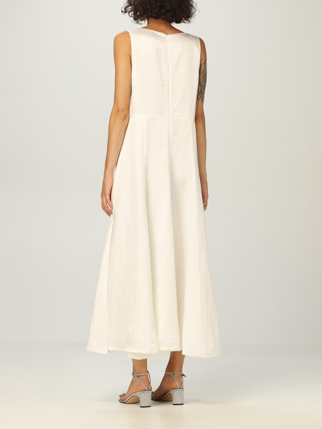 VANESSA COCCHIARO: Abito midi Sabat in misto lino | Dress Vanessa Cocchiaro  Women Yellow Cream | Dress Vanessa Cocchiaro CC7 DRS44 7AE GIGLIO.COM