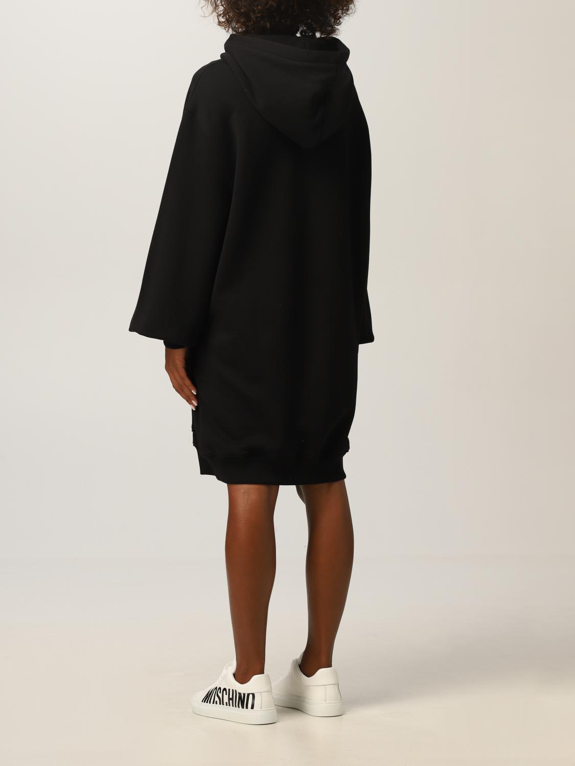 MOSCHINO COUTURE Abito a felpa in cotone con charmes Nero Abito Moschino Couture 04575427