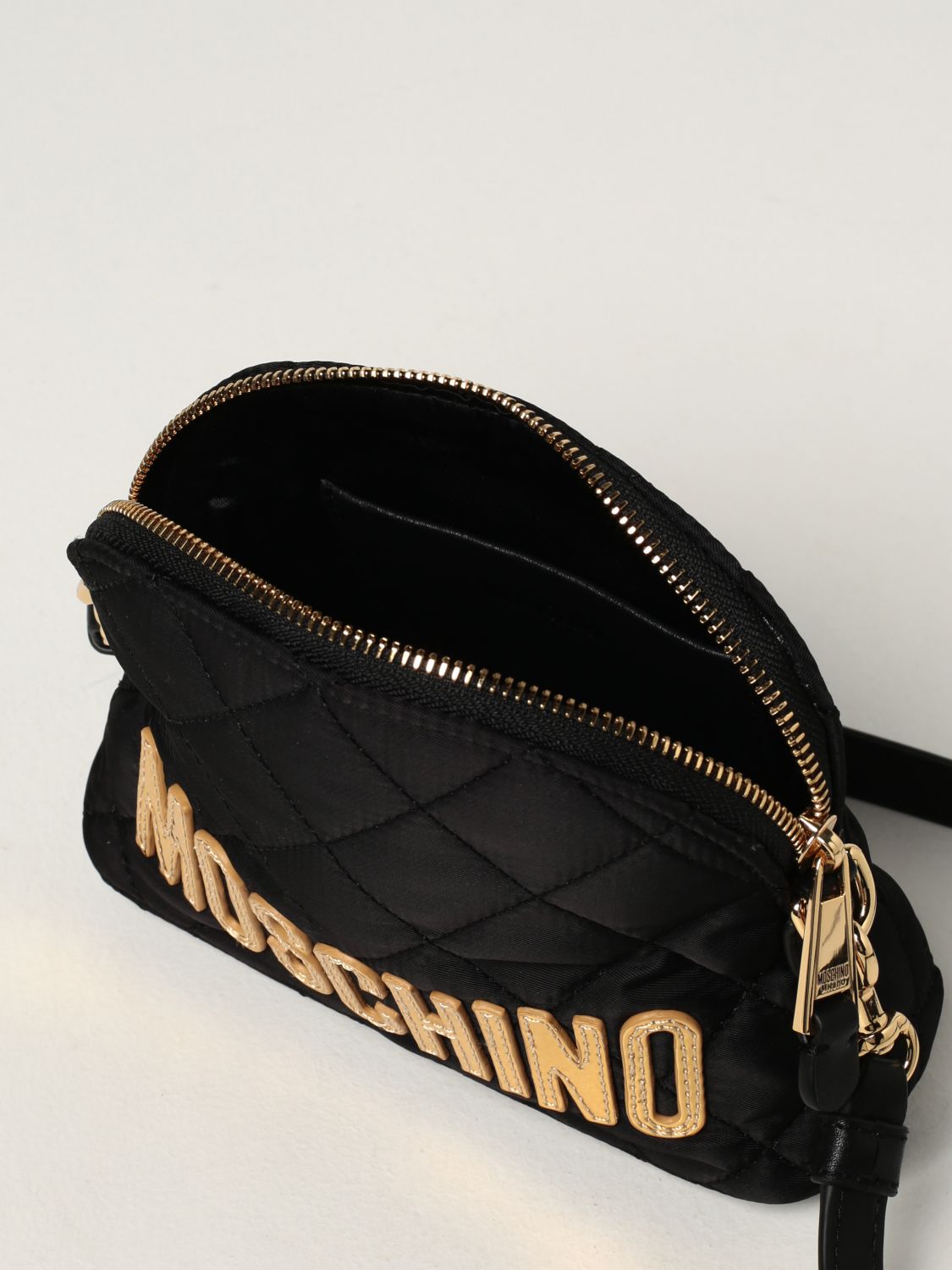 Mini sac à main Moschino Couture: Sac Moschino Couture en nylon matelassé noir 5