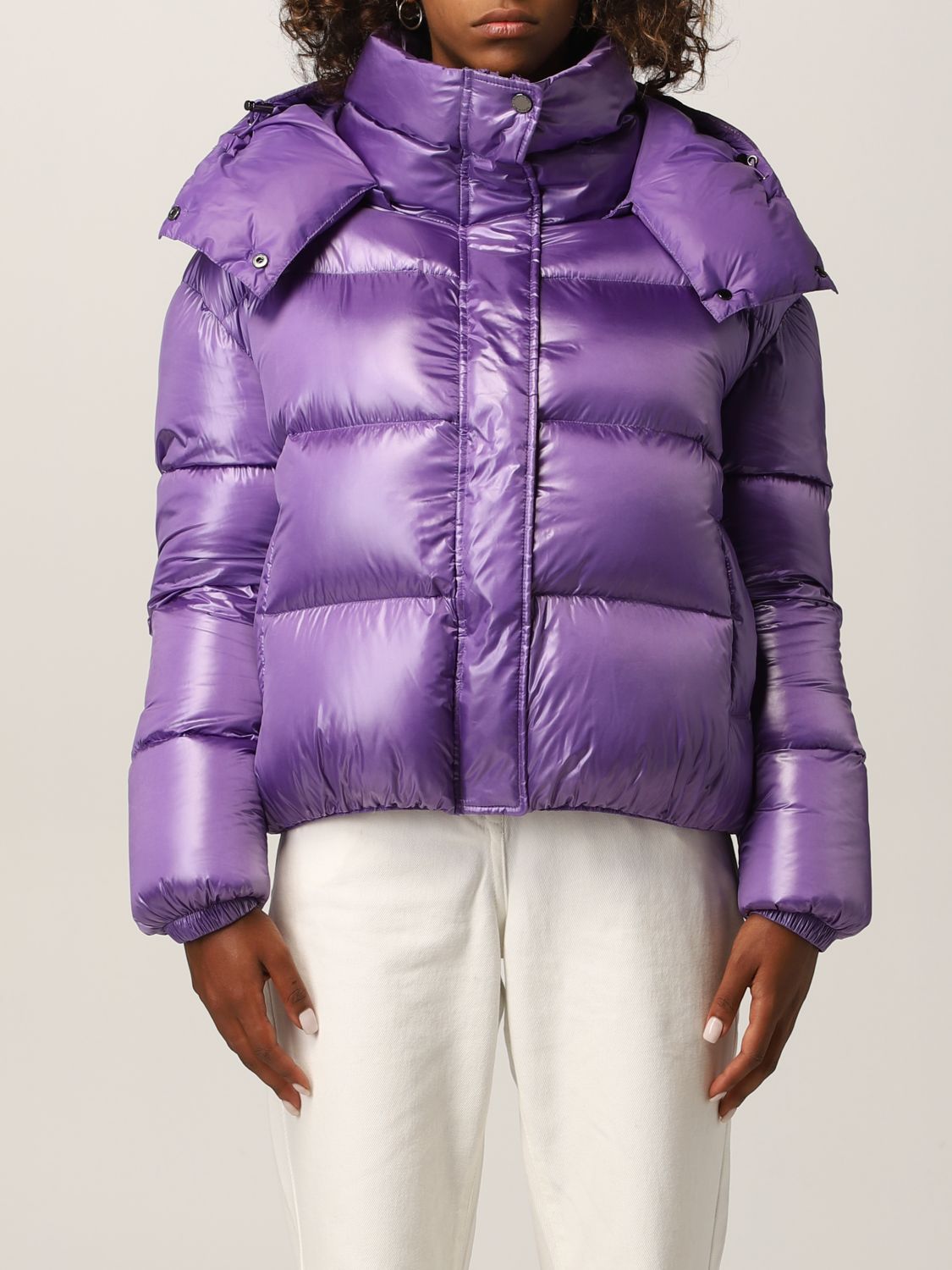 Patrizia Pepe Puffy Short Down Jacket In Violet | ModeSens