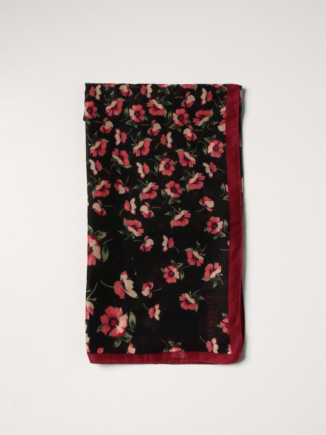 Scarf Twinset: Twin-set kefia with floral pattern black 1
