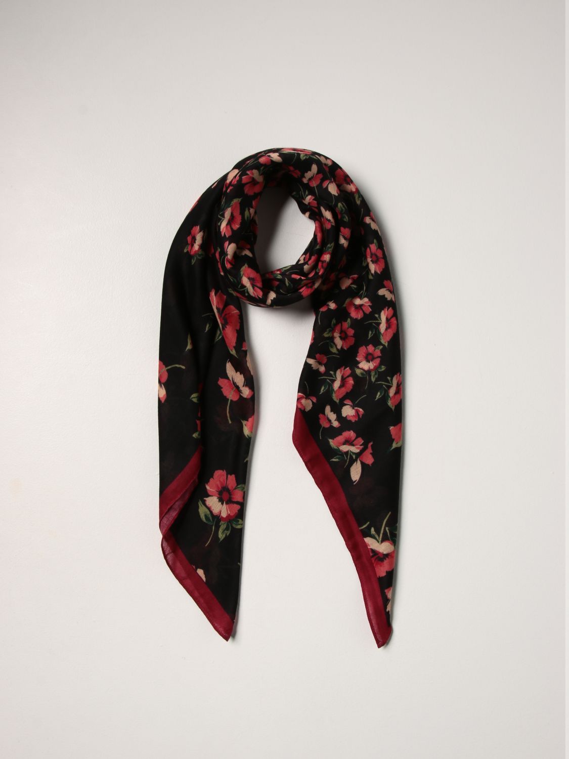 Scarf Twinset: Twin-set kefia with floral pattern black 2