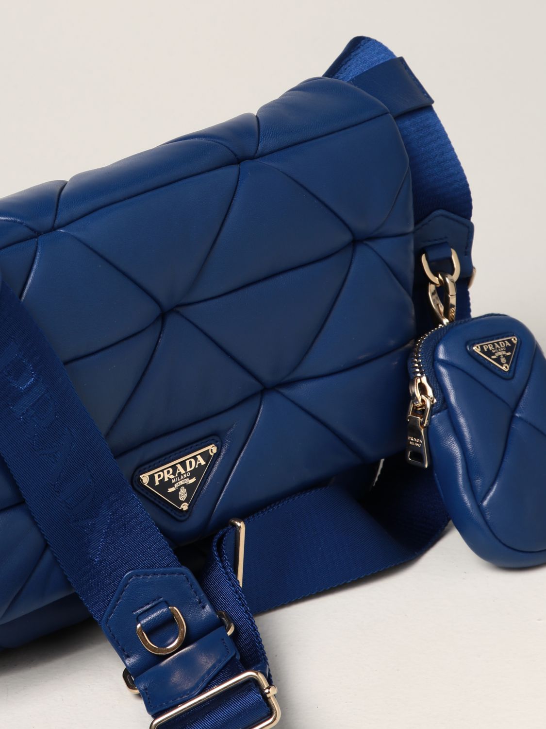 肩包 Prada: Prada System 贴片小羊皮手袋 皇家蓝 4