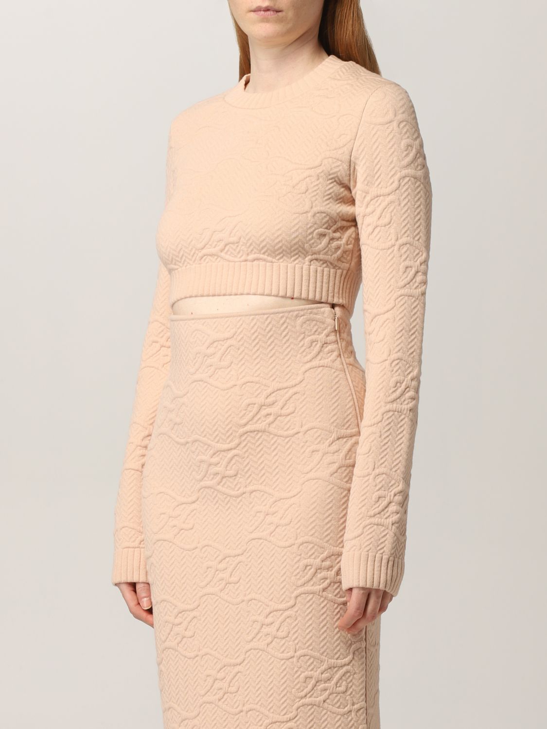 Jumper Fendi: Fendi cropped jumper in wool and cashmere pink 4