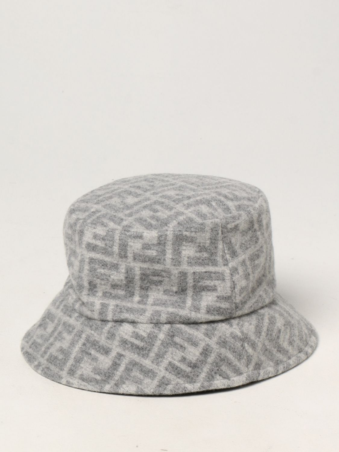 FENDI: fisherman hat with all over logo - Grey | Fendi hat FXQ813 AALR ...