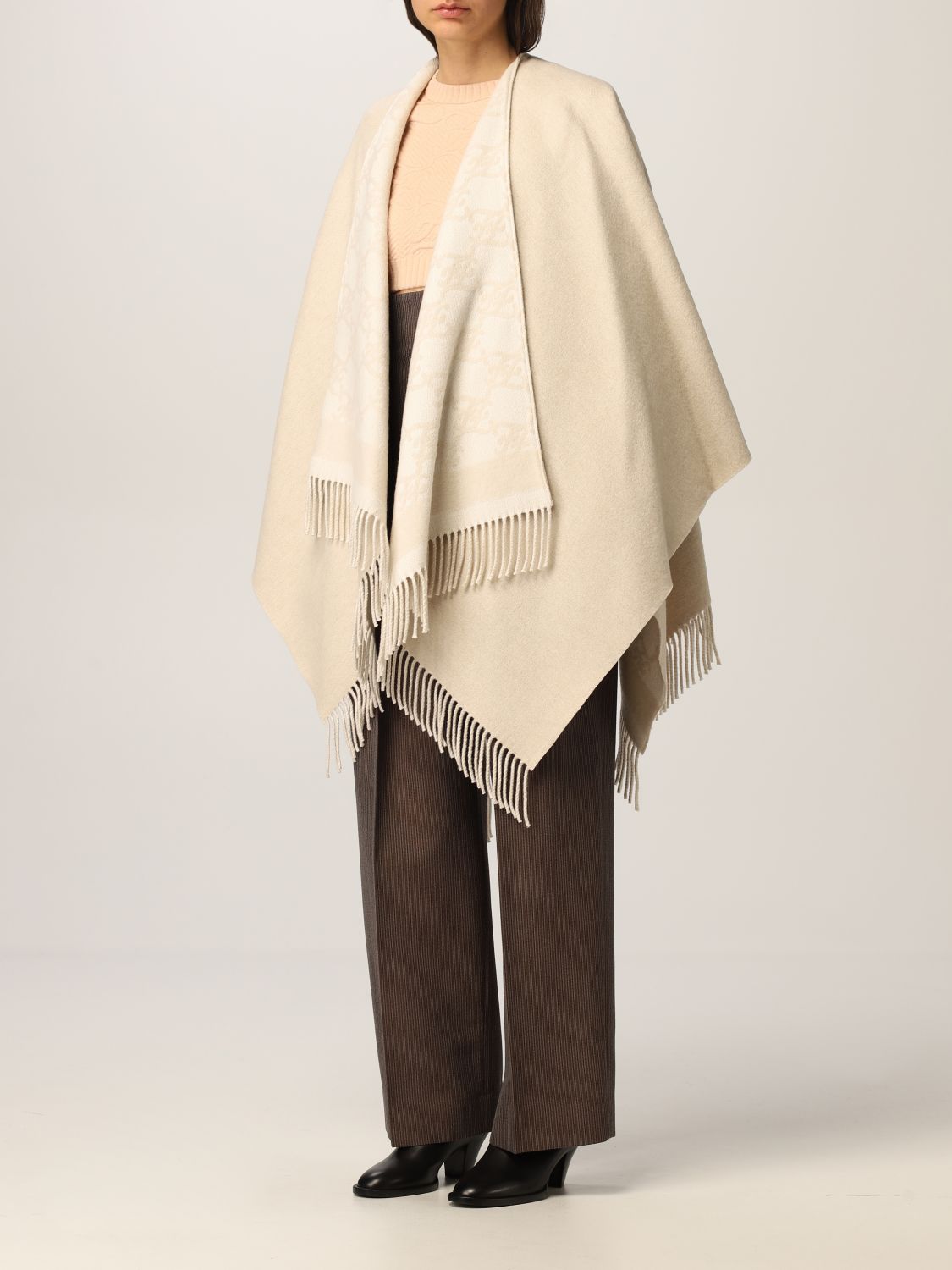 Cloak Fendi: Fendi cape in wool and cashmere yellow cream 4