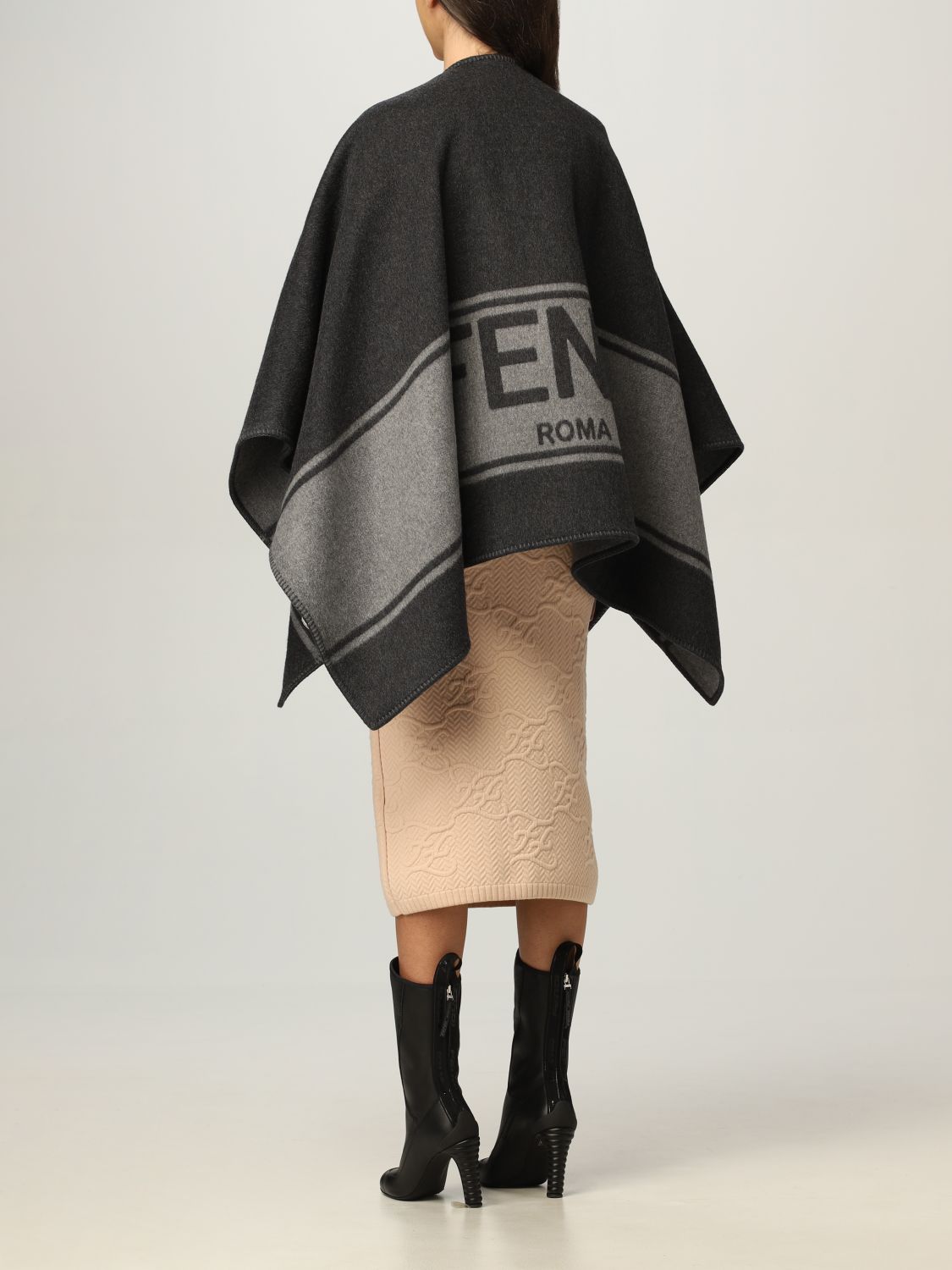 Cloak Fendi: Fendi cape in wool and cashmere grey 3