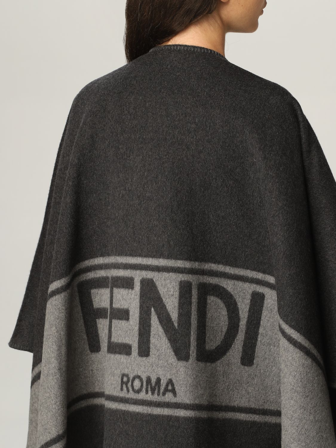 Cloak Fendi: Fendi cape in wool and cashmere grey 5
