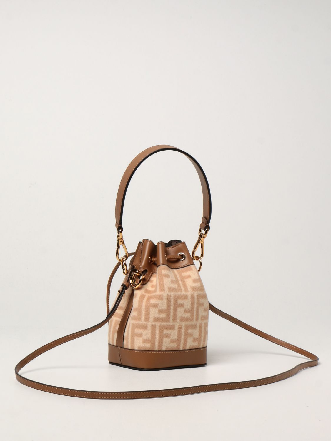 Mon Tresor Fendi wool bucket bag with FF logo