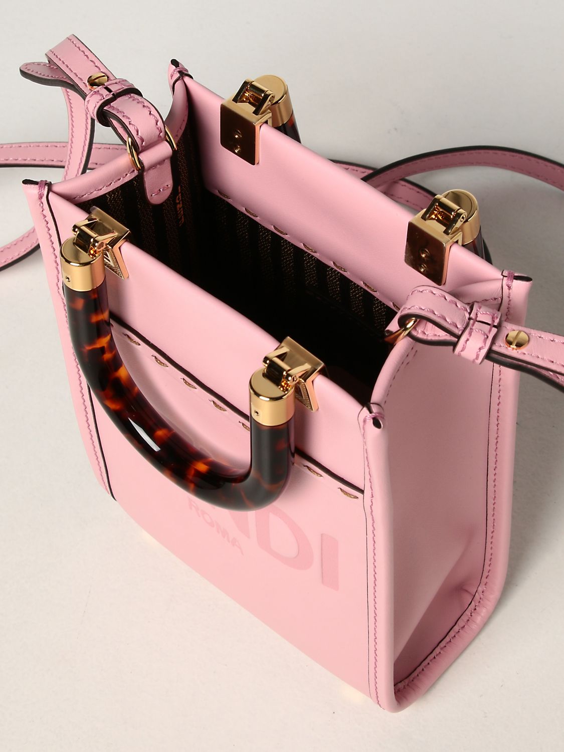 FENDI: Sunshine mini leather bag with logo | Mini Bag Fendi Women 