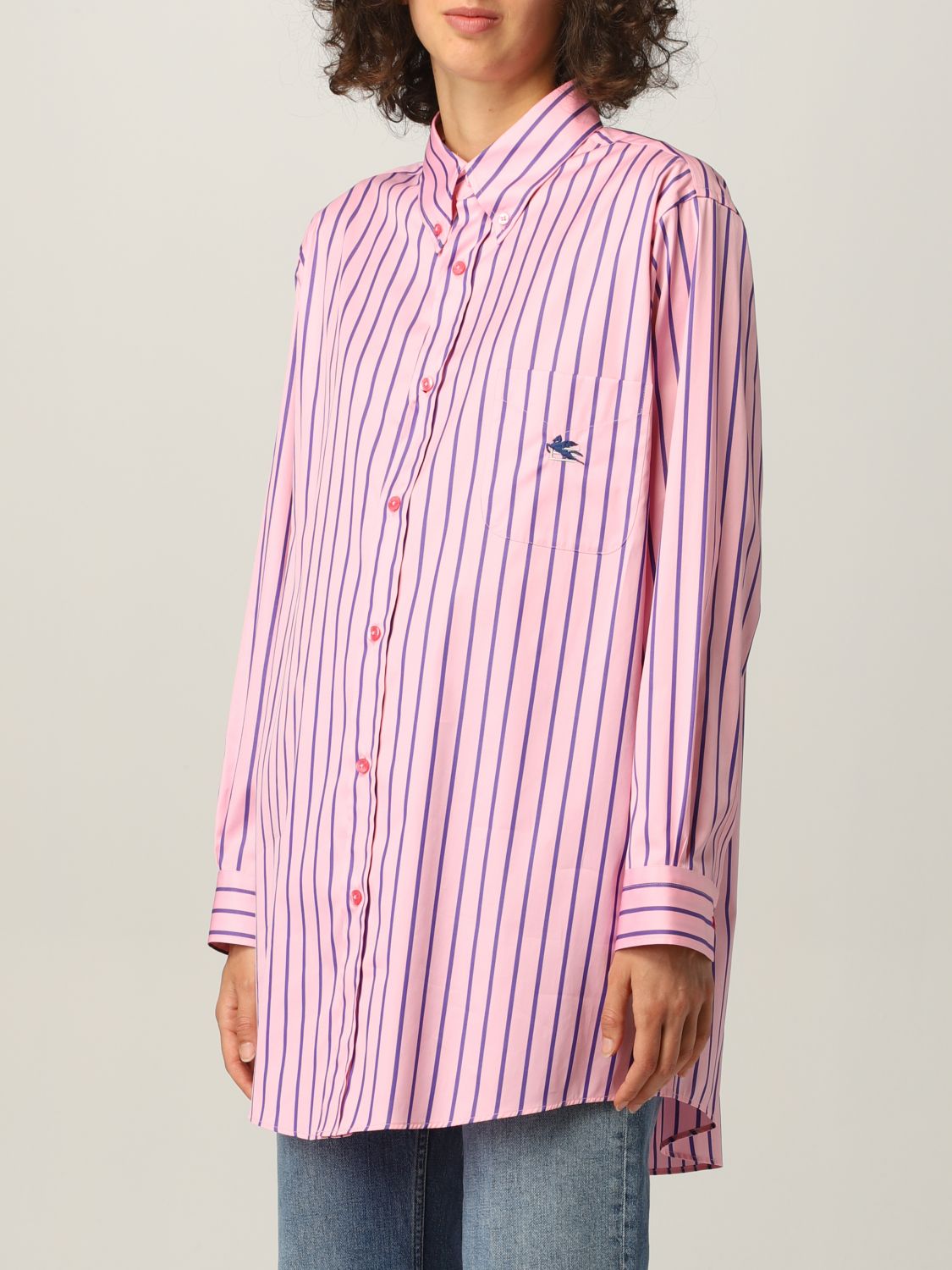 ETRO: GE01 shirt in striped cotton - Pink | Etro shirt 183333816 