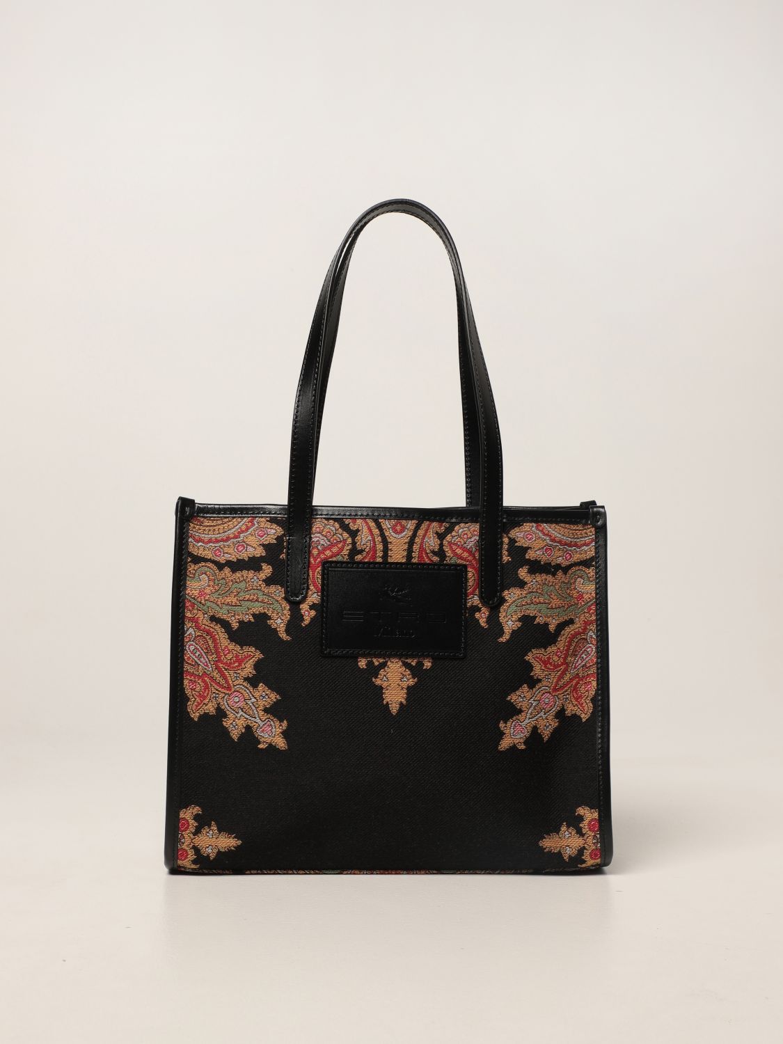 ETRO: bag in jacquard fabric - Black  Etro tote bags 1N0688860 online at