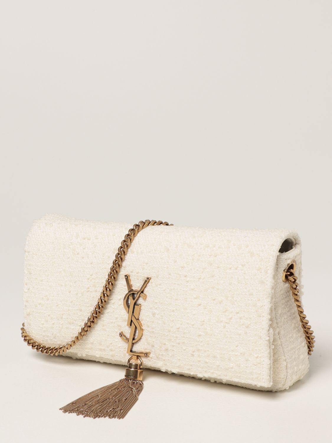 Saint Laurent Boucle E/w Shopping Bag In Coated Rind-embossed