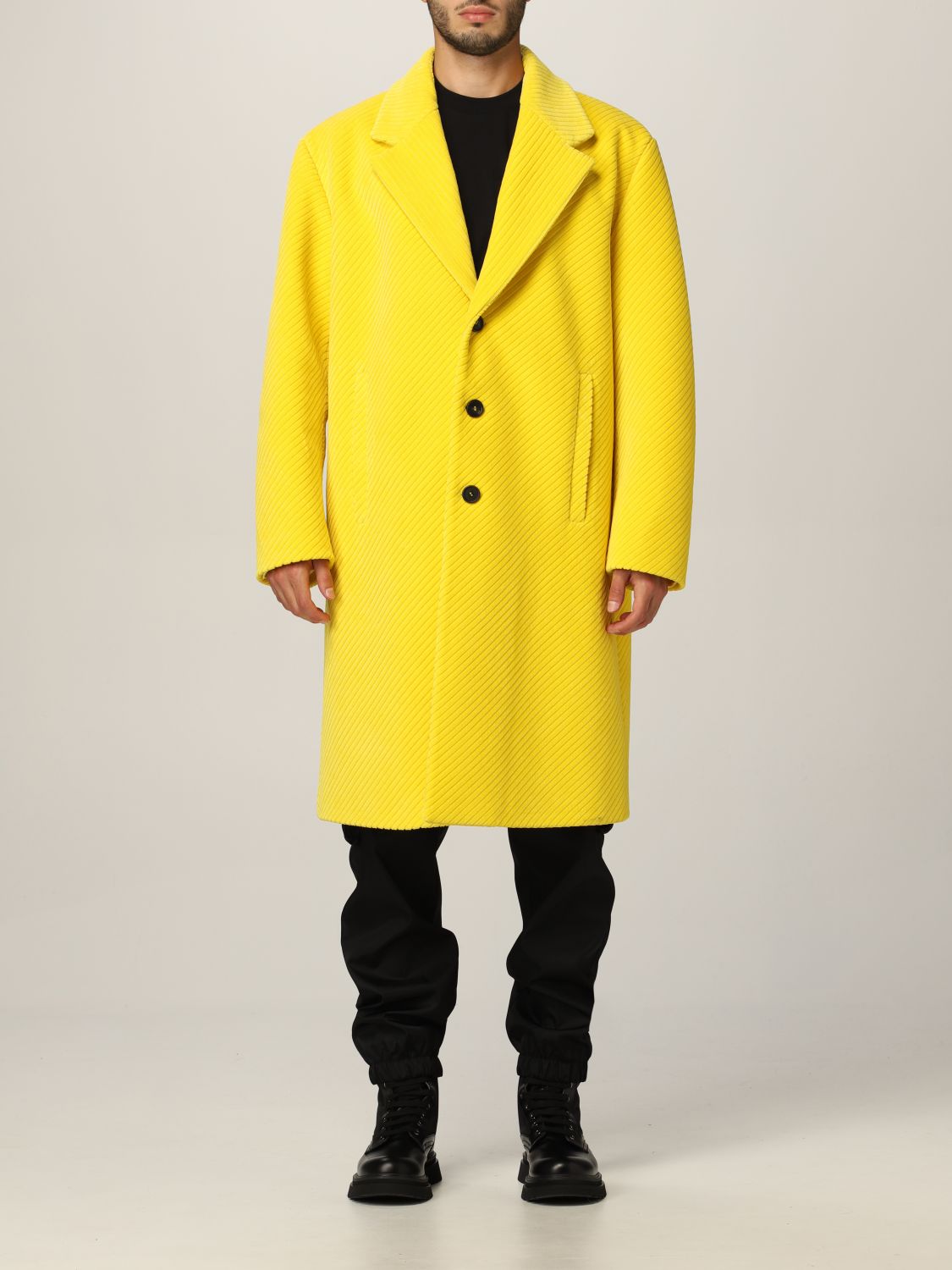 PRADA: corduroy coat - Yellow | Prada coat SGB840 1Y8A online on 