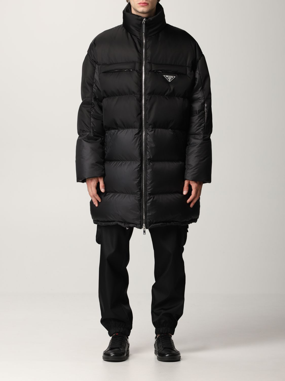 PRADA: down jacket in quilted and padded technical fabric with logo