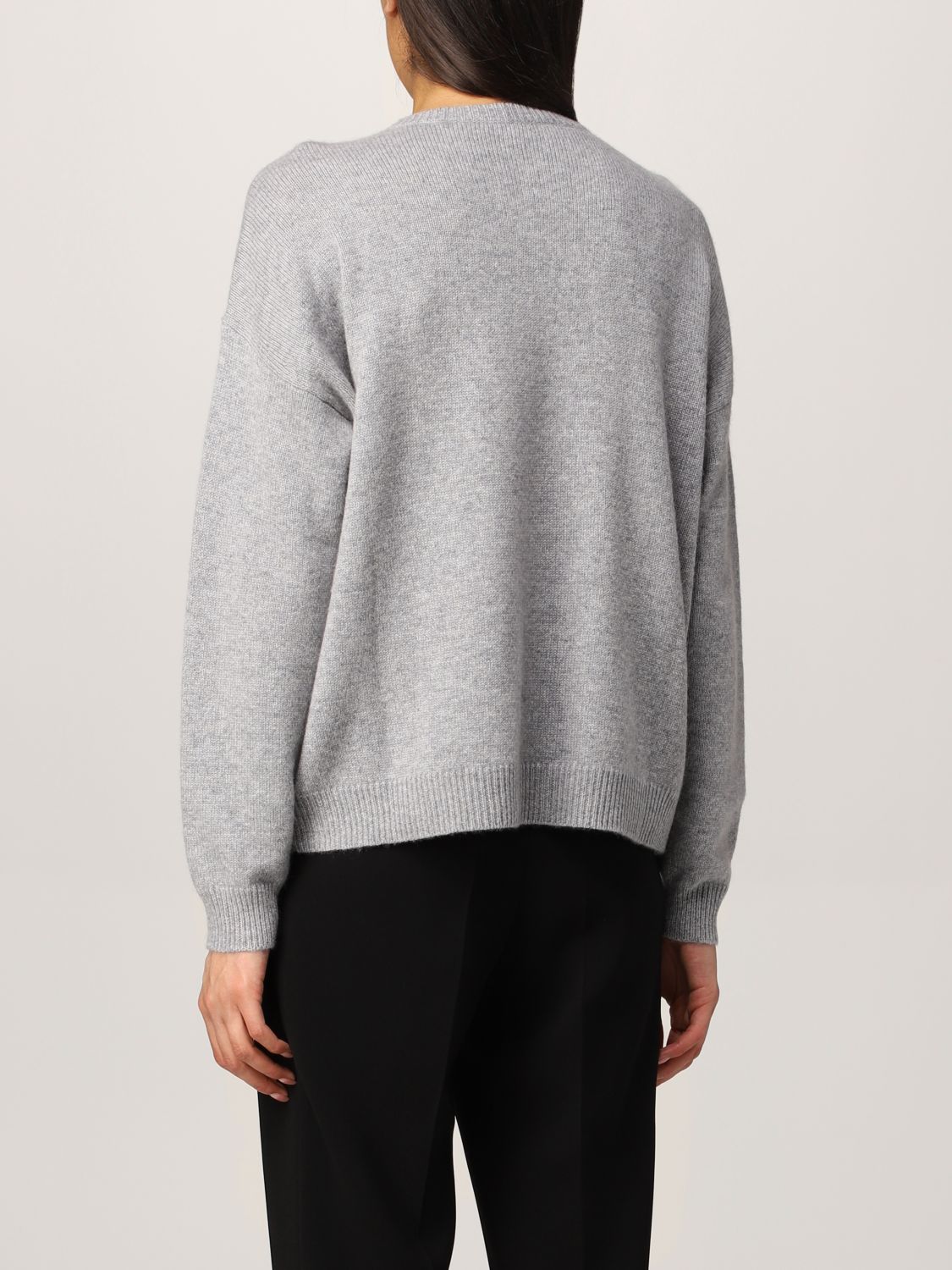 MAX MARA: sweater with cashmere logo - Grey | Sweater Max Mara