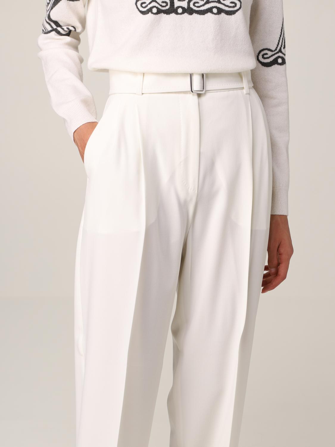 Max Mara Outlet: Pantalone crêpe di lana - Bianco | Pantalone Max Mara  11360219600 GIGLIO.COM