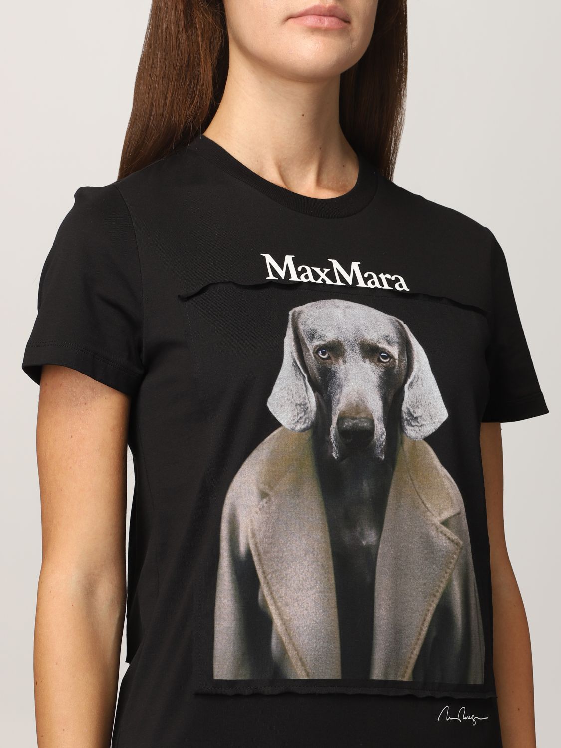 MAX MARA: Dogstar t-shirt in cotton | T-Shirt Max Mara Women Black | T ...