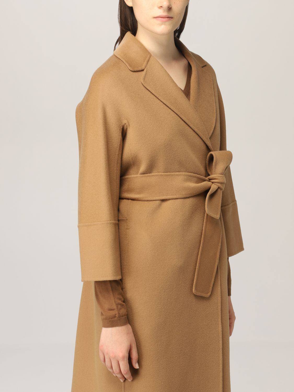 S MAX MARA: virgin wool wrap coat | Coat S Max Mara Women Camel 