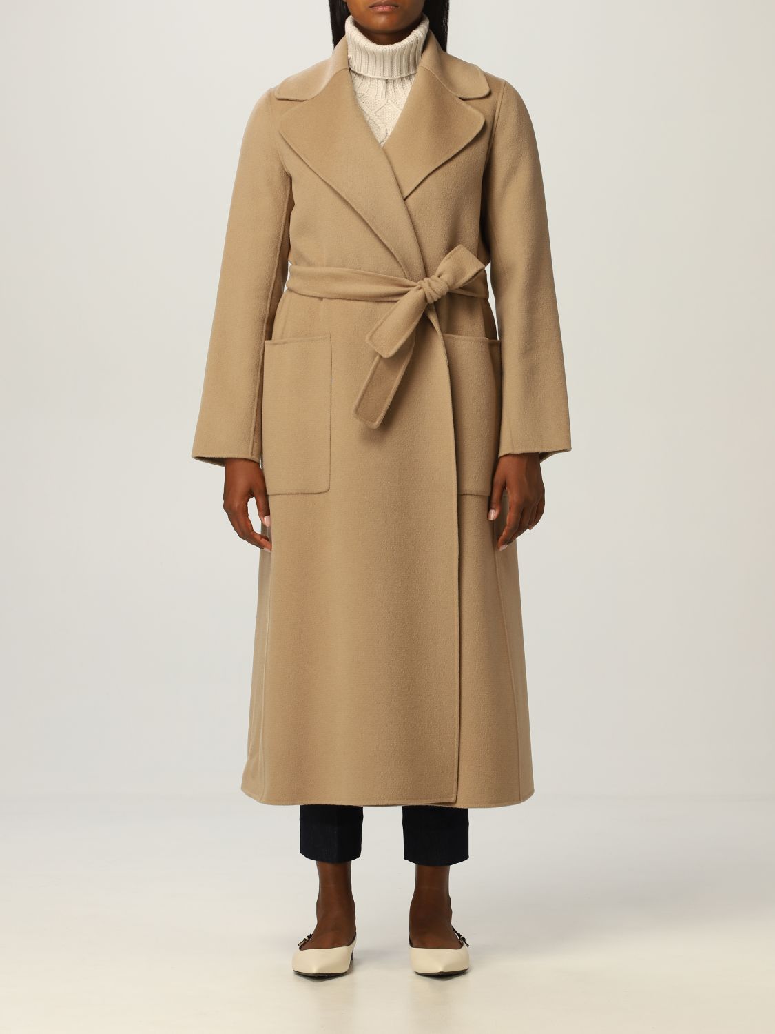 S MAX MARA: virgin wool wrap coat - Camel | S Max Mara coat 90160819600 ...