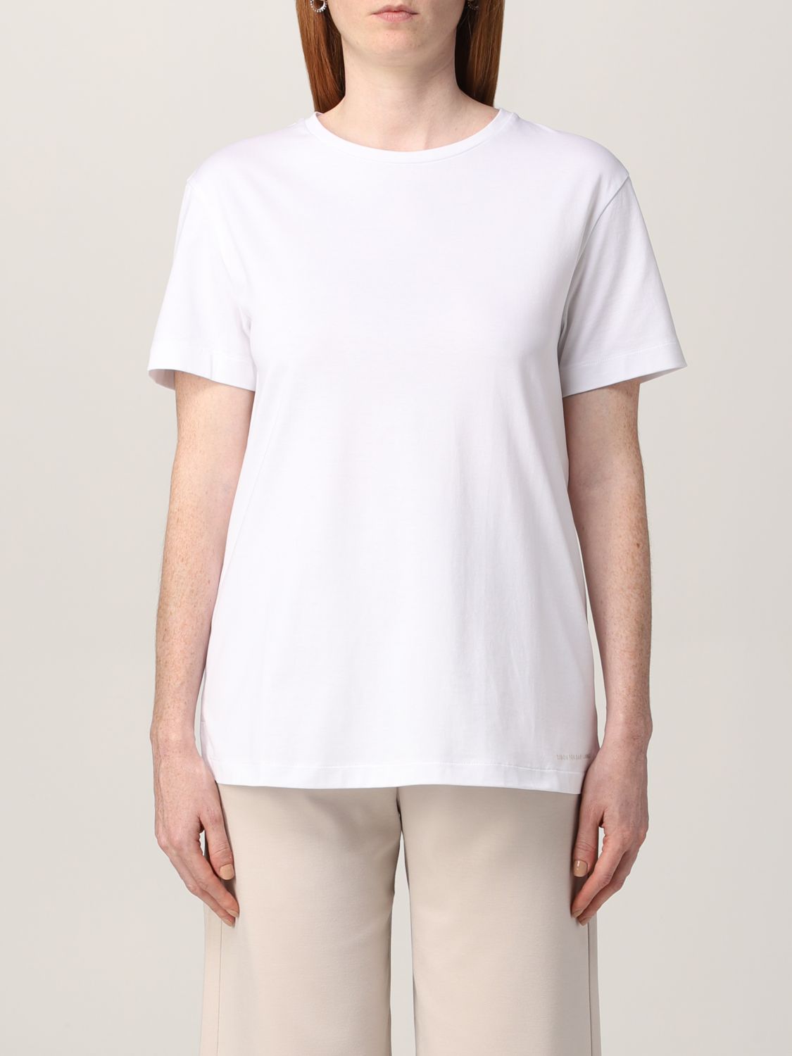 T-shirt S Max Mara: T-shirt basic S Max Mara in cotone bianco 1