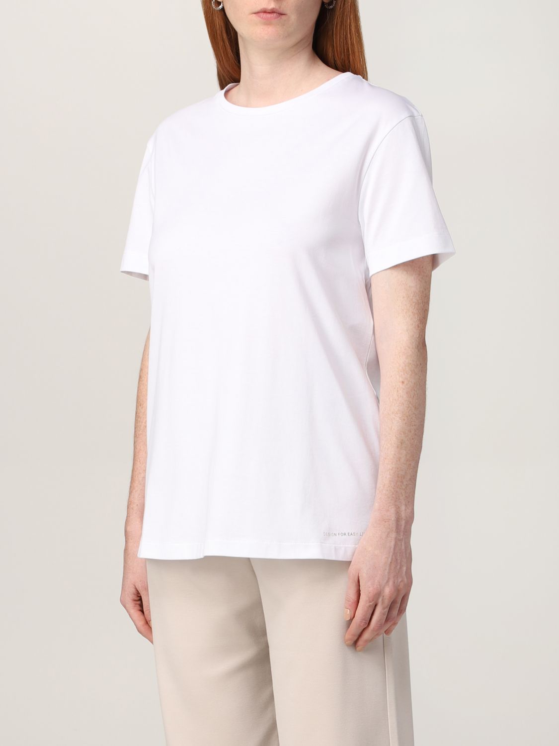T-shirt S Max Mara: T-shirt basic S Max Mara in cotone bianco 4