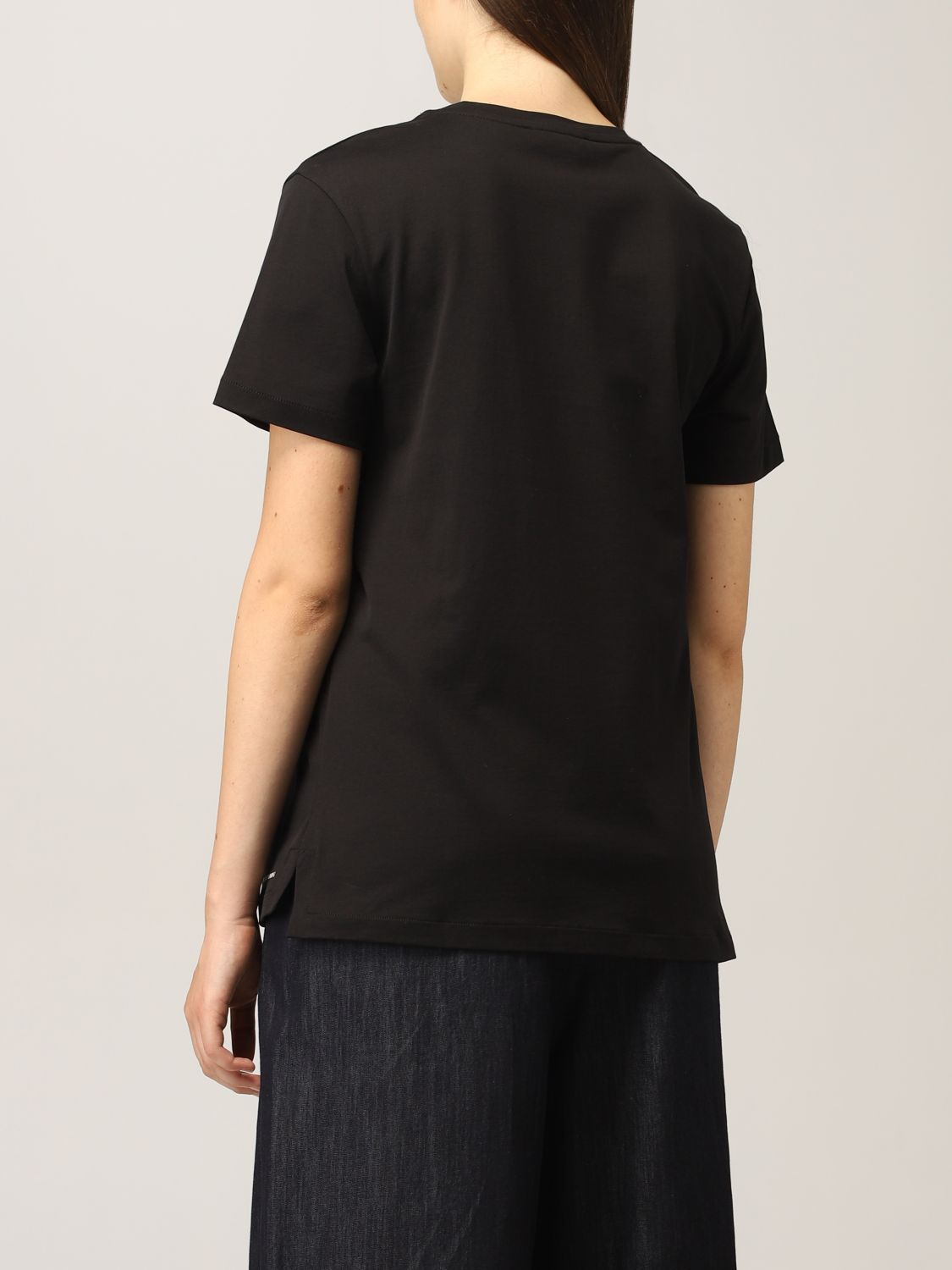 T-shirt S Max Mara: T-shirt basic S Max Mara in cotone nero 3