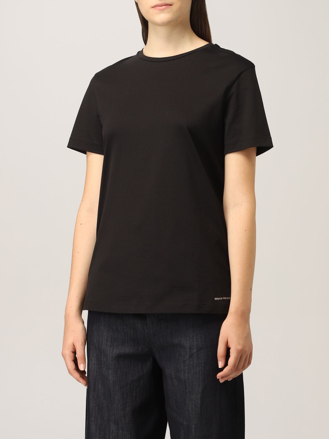 T-shirt S Max Mara: T-shirt basic S Max Mara in cotone nero 4
