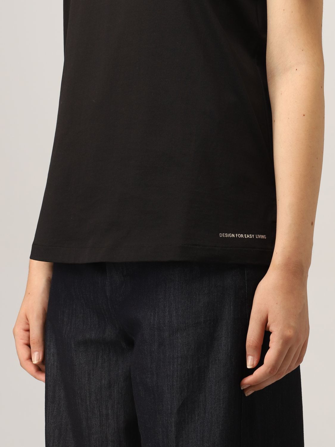 T-shirt S Max Mara: T-shirt basic S Max Mara in cotone nero 5